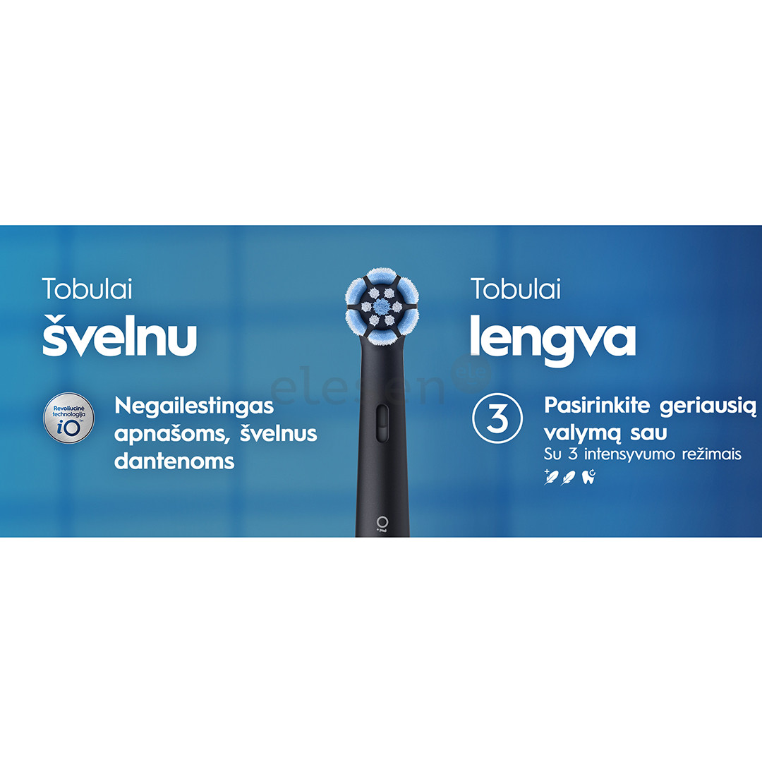 Braun Oral-B iO2, juodas - Elektrinis dantų šepetėlis