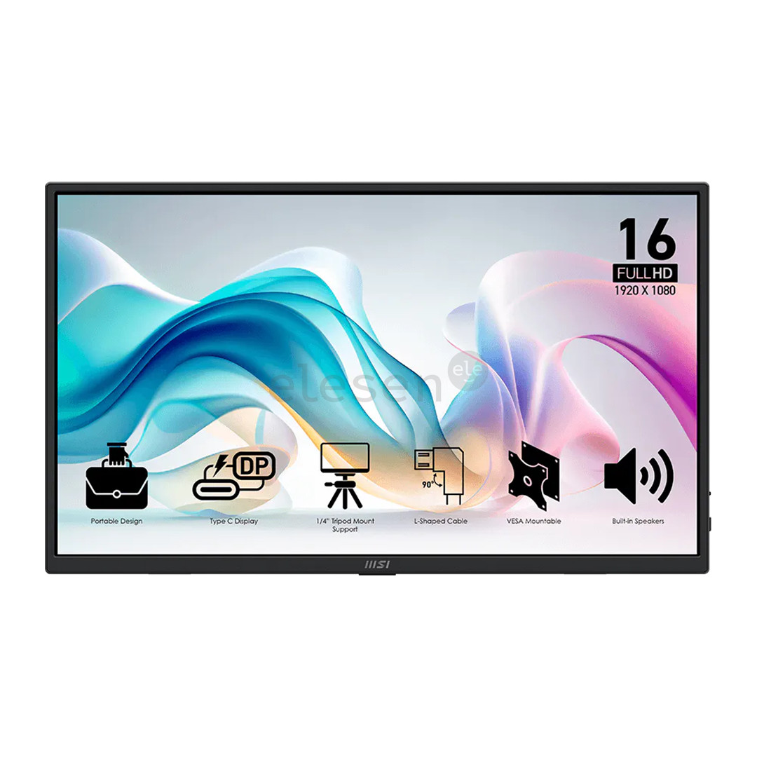 MSI PRO MP165 E6, 16'', USB-C, черный - Портативный монитор