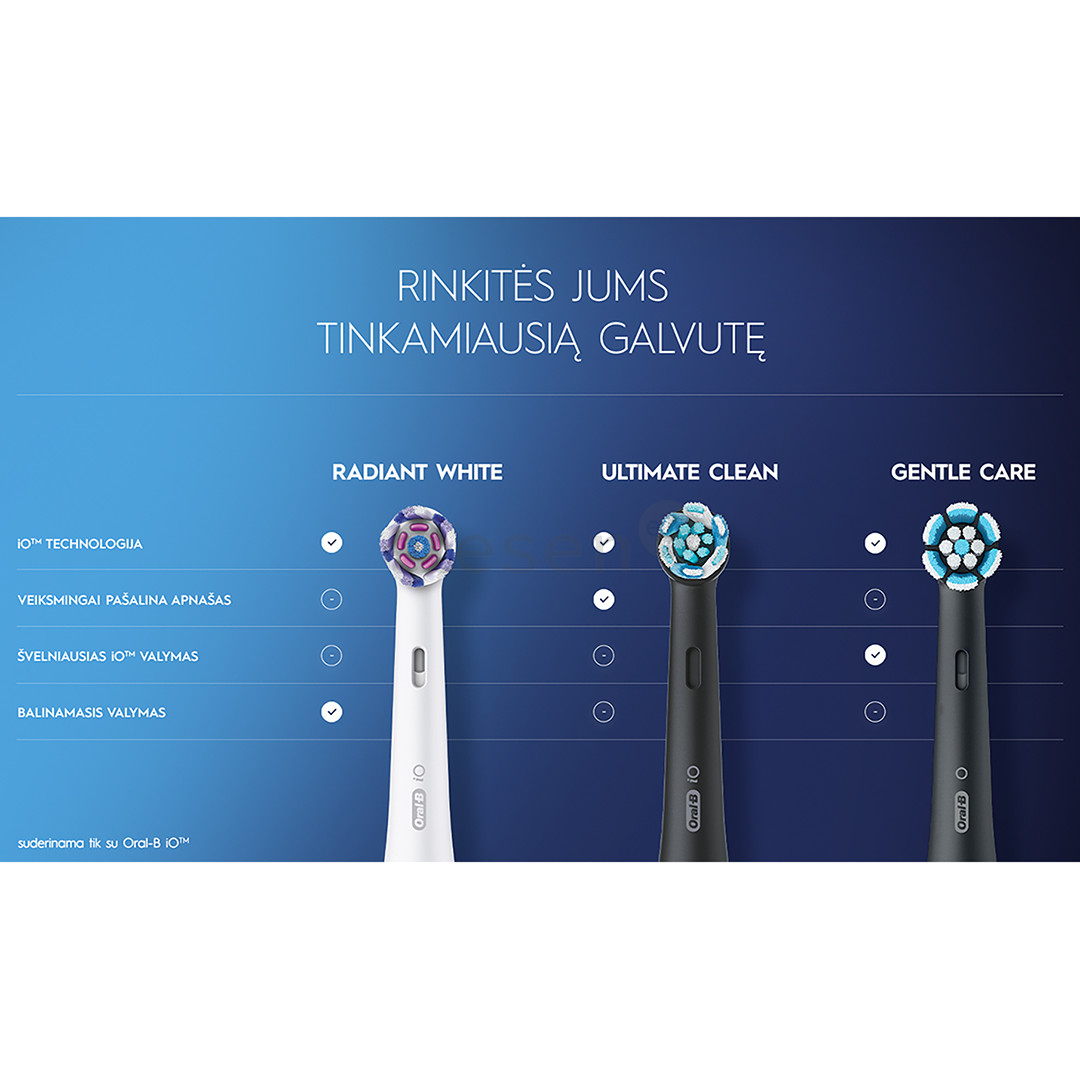 Braun Oral-B iO3, juodas - Elektrinis dantų šepetėlis