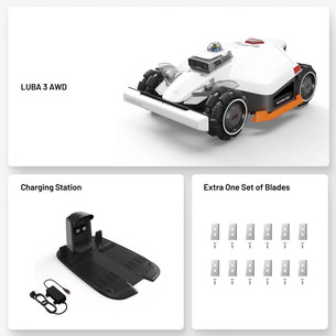 Mammotion Luba 3 AWD 1500, baltas/juodas - Vejos robotas