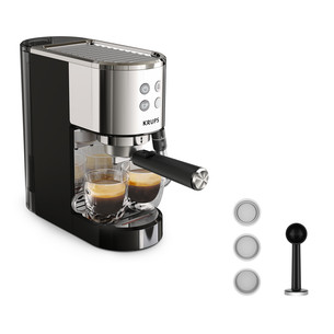 Krups Virtuoso + Pump, nerūdijančio plieno/juodas - Kavos aparatas