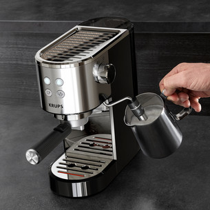 Krups Virtuoso + Pump, nerūdijančio plieno/juodas - Kavos aparatas