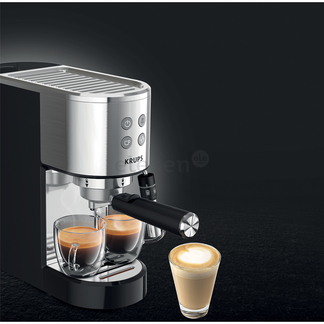 Krups Virtuoso + Pump, nerūdijančio plieno/juodas - Kavos aparatas