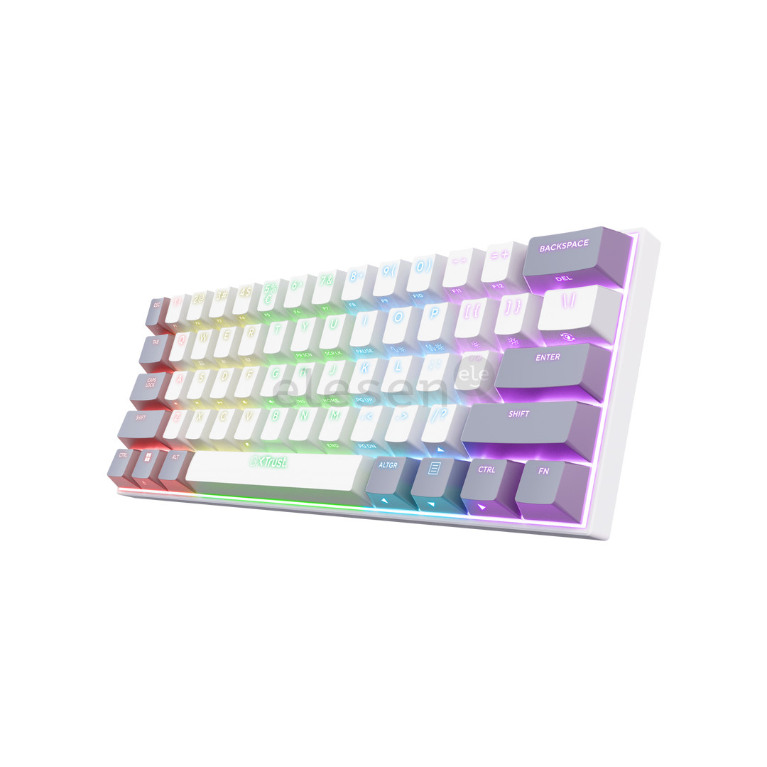 Trust GXT873 Acira 60% Mini, US, balta - Belaidė klaviatūra