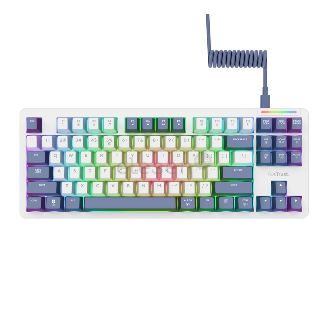 Trust GXT 872 Zyra, TKL, US, белый - Клавиатура