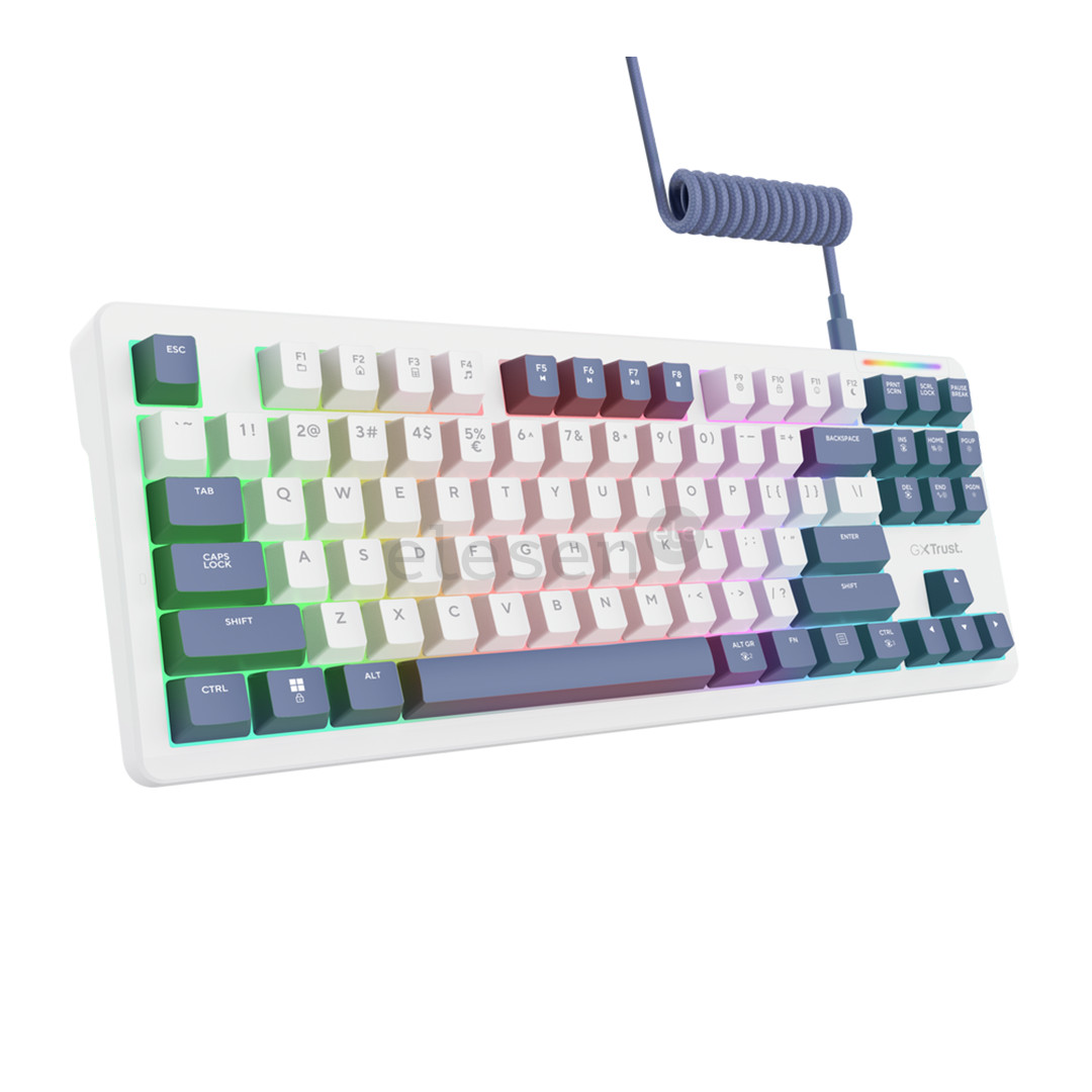 Trust GXT 872 Zyra, TKL, US, белый - Клавиатура
