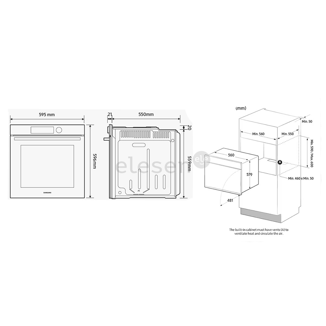 Samsung Dual Cook, katalizė, 76 L, juoda - Įmontuojama orkaitė