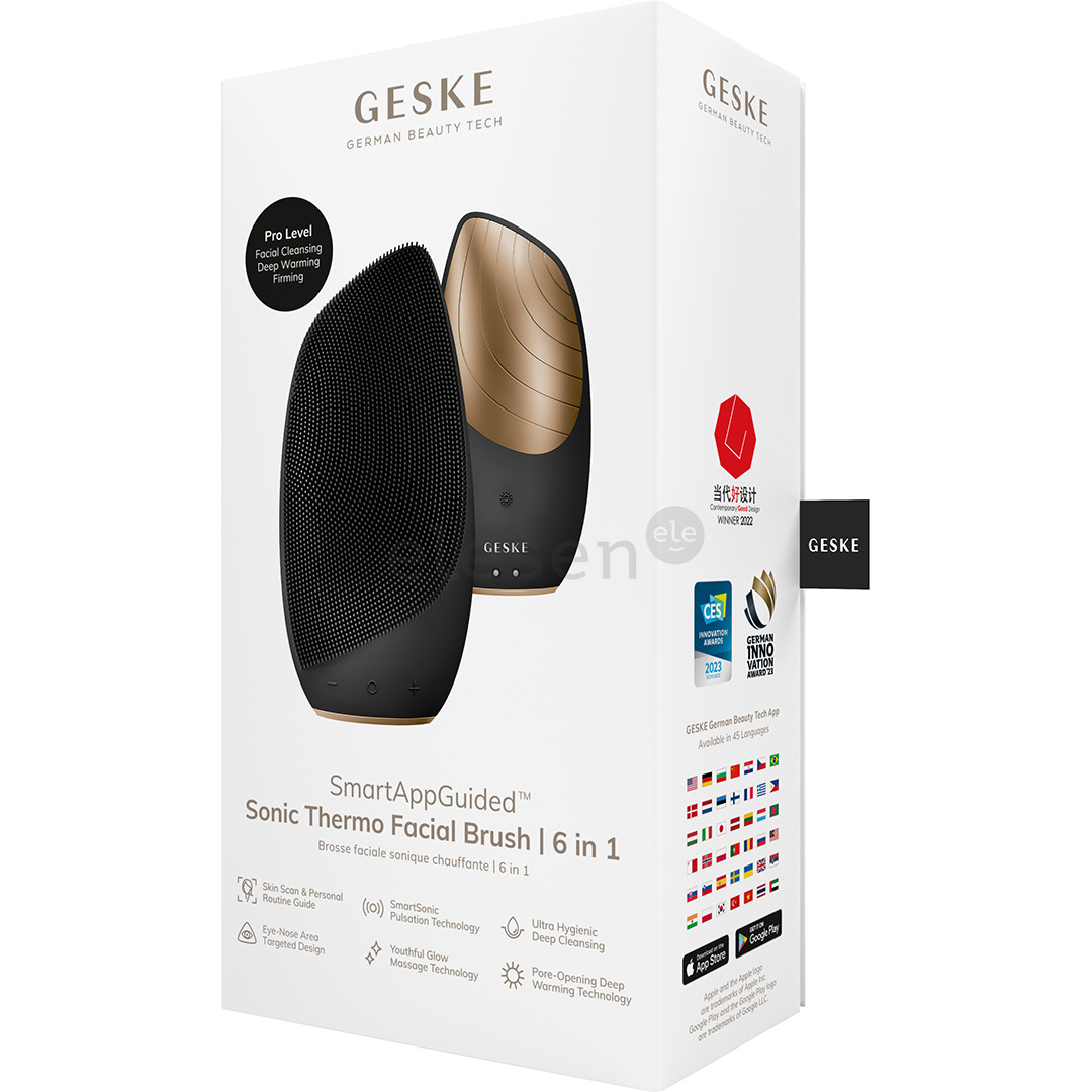 Geske Sonic Thermo Facial Brush | 6 in 1, pilkas - Veido odos priežiūros prietaisas SONIC.FACE.CLEAN