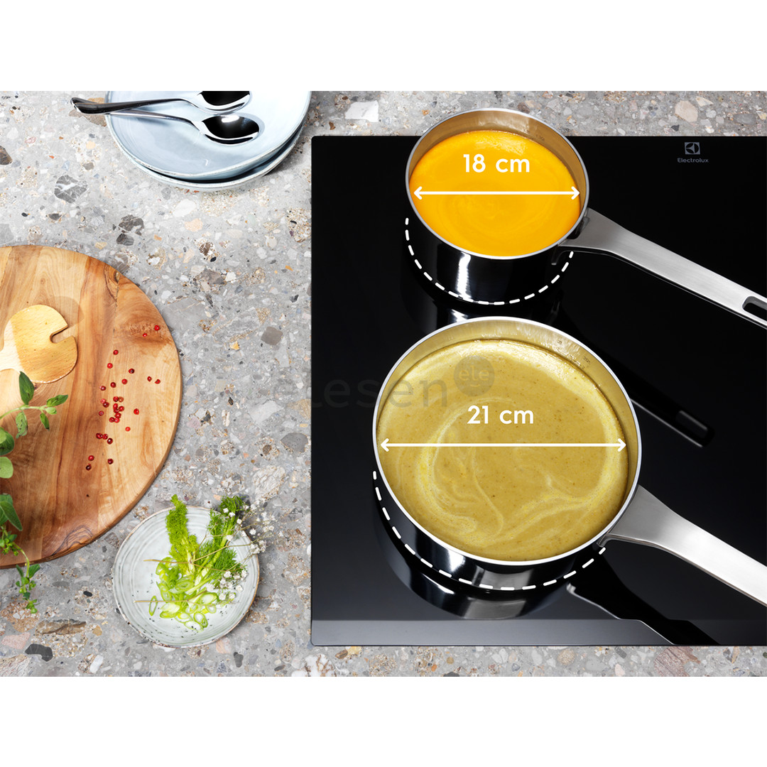 Electrolux 600 Series SaphirMatt SE® Hob2Hood, 59 cm pločio, juoda - Įmontuojama indukcinė kaitlentė