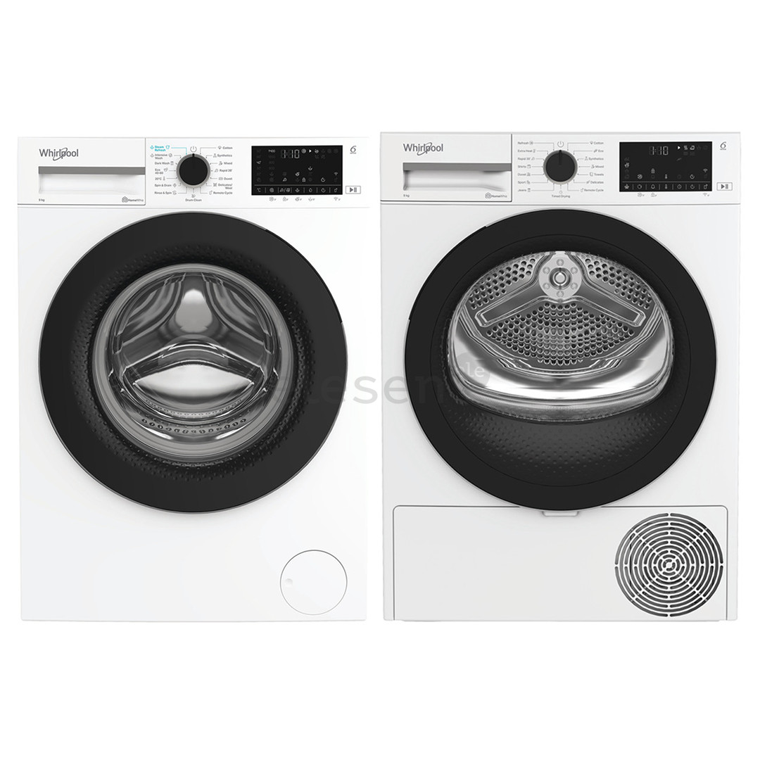 Whirlpool, 9 kg + 9 kg - Skalbimo mašina + džiovyklė