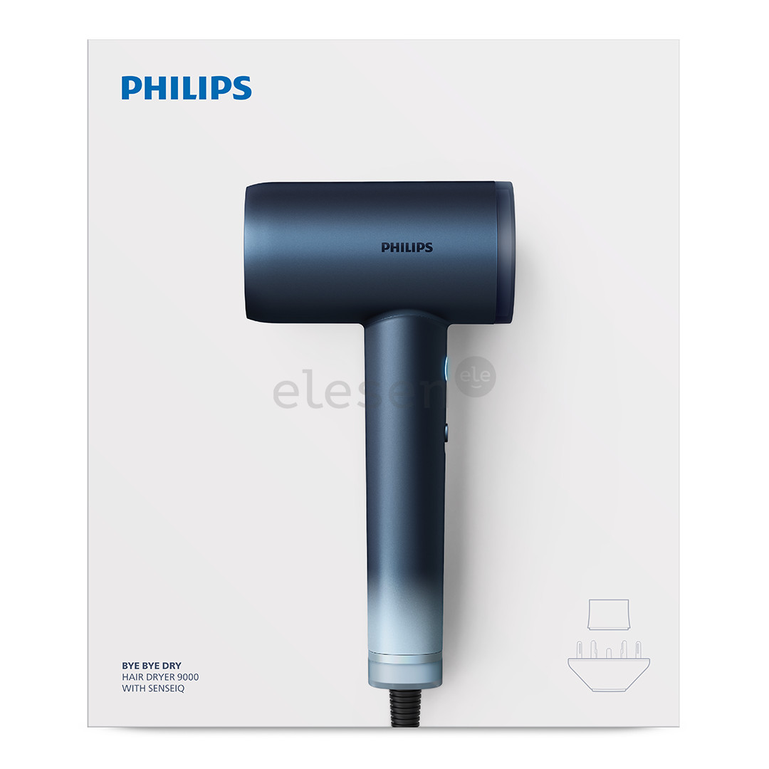 Philips Aqua Edition 9000, Aqua SenseIQ, 1400 Вт, темно-синий - Фен