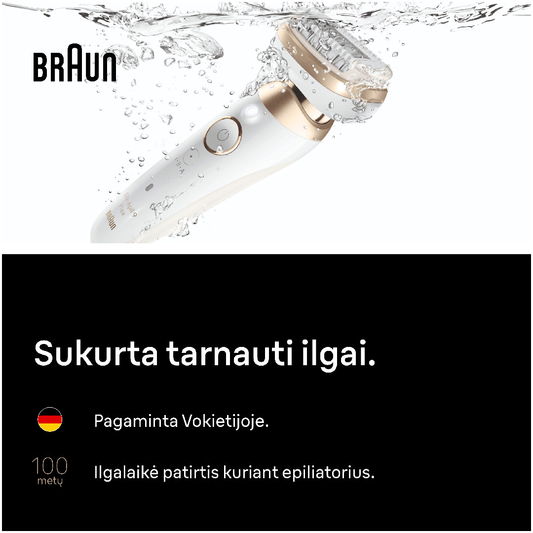Braun Silk epil 9 Flex, baltas - Epiliatorius