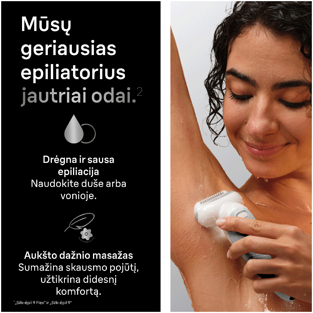 Braun Silk epil 9, Wet & Dry, baltas - Epiliatorius
