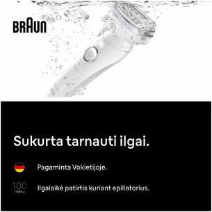 Braun Silk epil 9, Wet & Dry, baltas - Epiliatorius