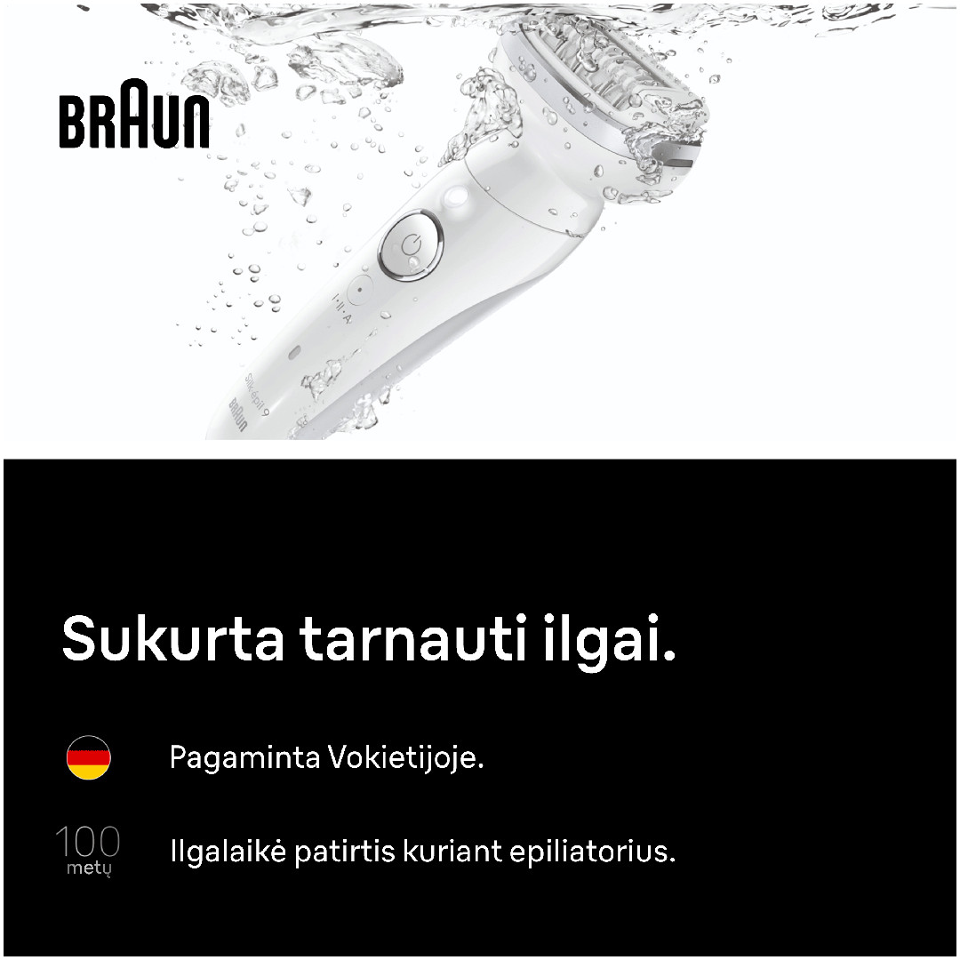 Braun Silk epil 9, Wet & Dry, baltas - Epiliatorius
