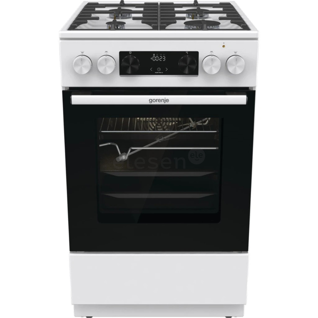 Gorenje, 70 л, ширина 50 см, белый - Газовая плита с электрической духовкой GKS5C75WF