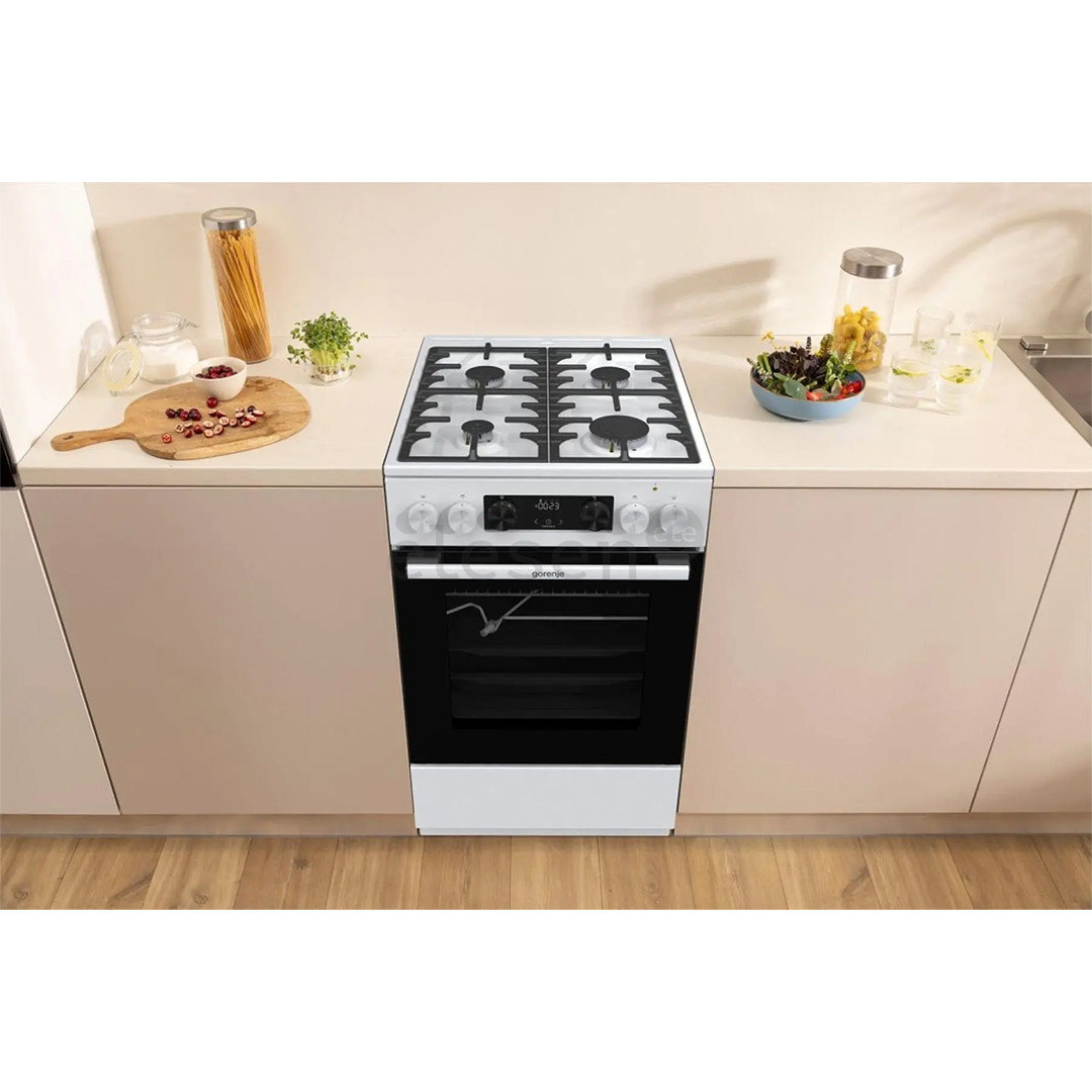 Gorenje, 70 л, ширина 50 см, белый - Газовая плита с электрической духовкой