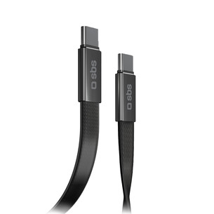 SBS Slim charging and data cable, 60 W, 1 m, USB-C, juodas - Laidas TECABLETCCFLAT60K