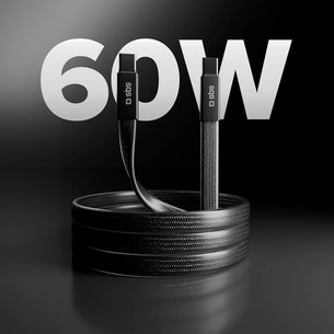 SBS Slim charging and data cable, 60 W, 1 m, USB-C, juodas - Laidas