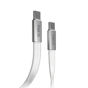 SBS Slim charging and data cable, 60 W, 1 m, USB-C, baltas - Laidas TECABLETCCFLAT60W