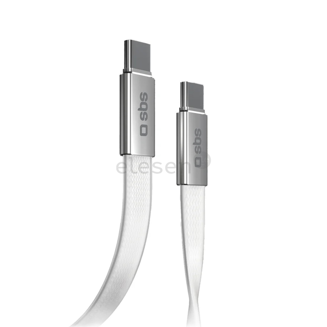 SBS Slim charging and data cable, 60 W, 1 m, USB-C, baltas - Laidas