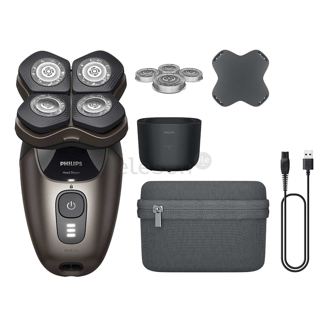 Philips Head Shaver Pro 9000, Wet & Dry, bronzos spalvos - Galvos skustuvas