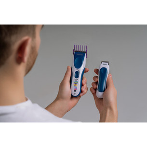 Plaukų kirpimo mašinėlė Wahl Color Pro Cordless Combo, mėlyna/balta
