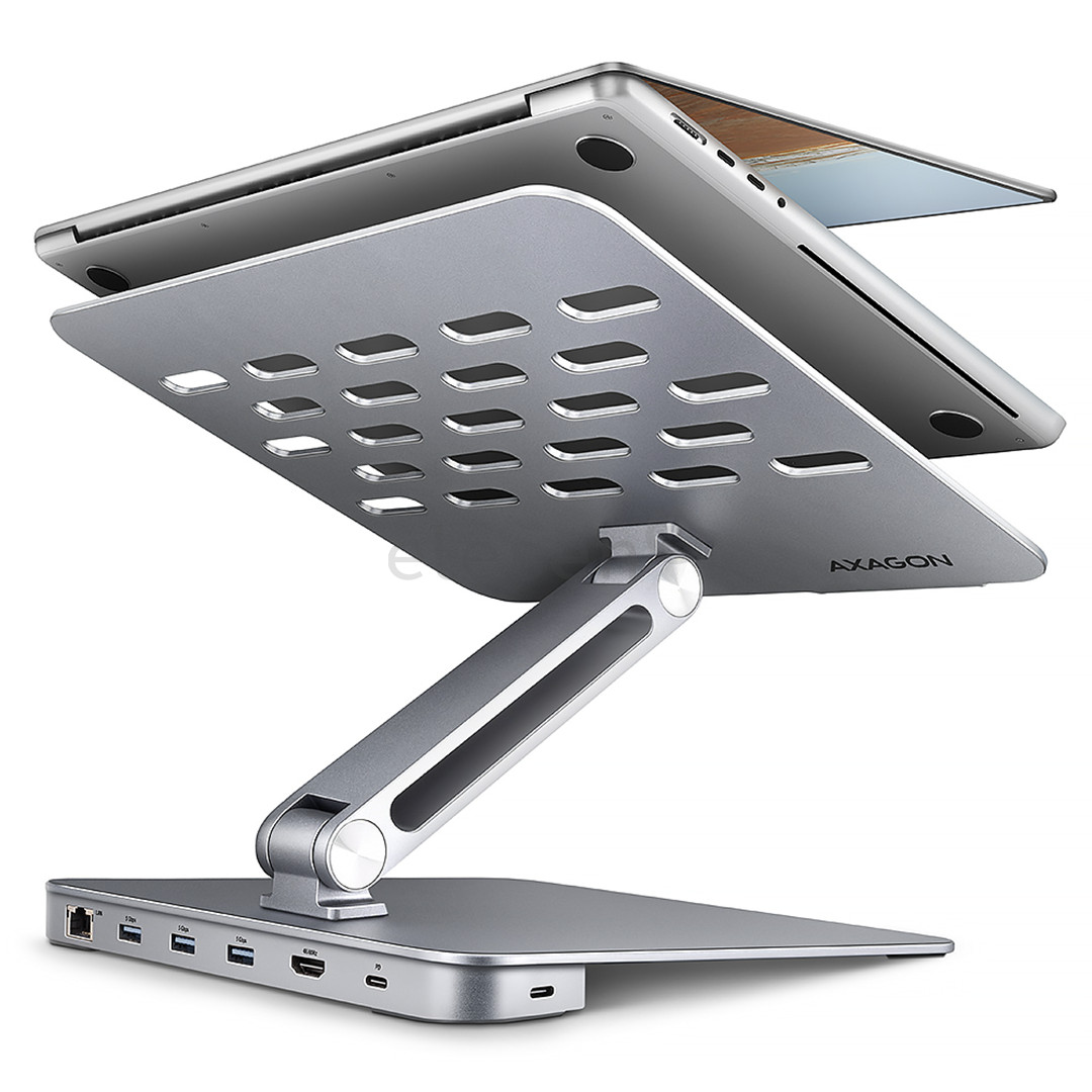Axagon HMC-STND, 10''-16'', HUB 7in1, aluminum - Notebook stand HMC-STND