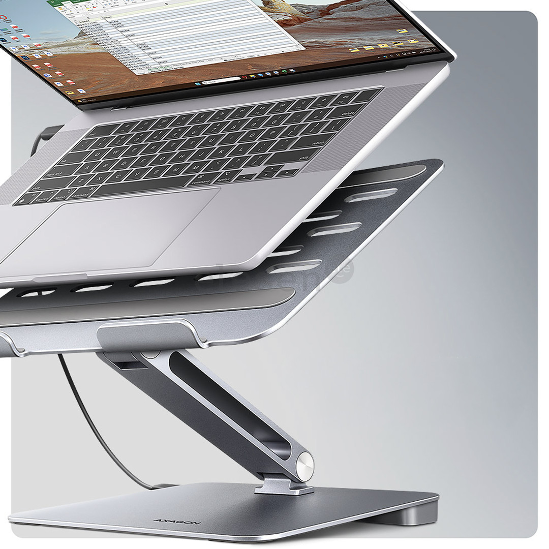 Axagon HMC-STND, 10''-16'', HUB 7in1, aluminum - Notebook stand