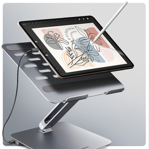 Axagon HMC-STND, 10''-16'', HUB 7in1, aluminum - Notebook stand