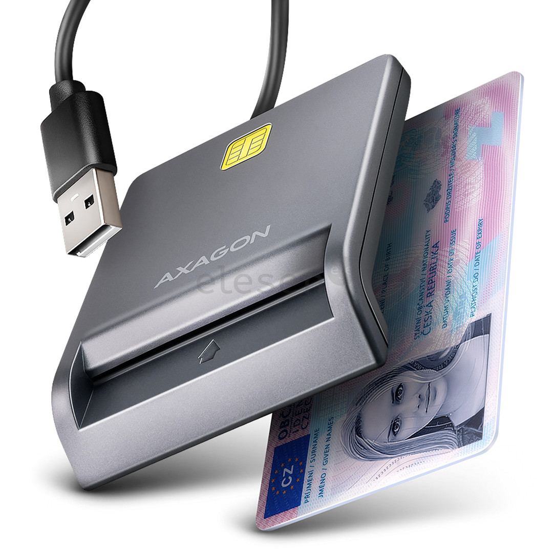 AXAGON CRE-SM3T, USB-A, gray - Smart card reader CRE-SM3T