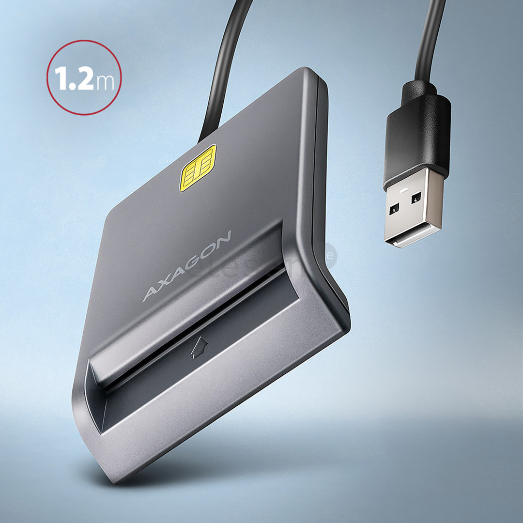 AXAGON CRE-SM3T, USB-A, gray - Smart card reader