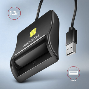 AXAGON CRE-SM3N, USB-A, black - Smart card reader