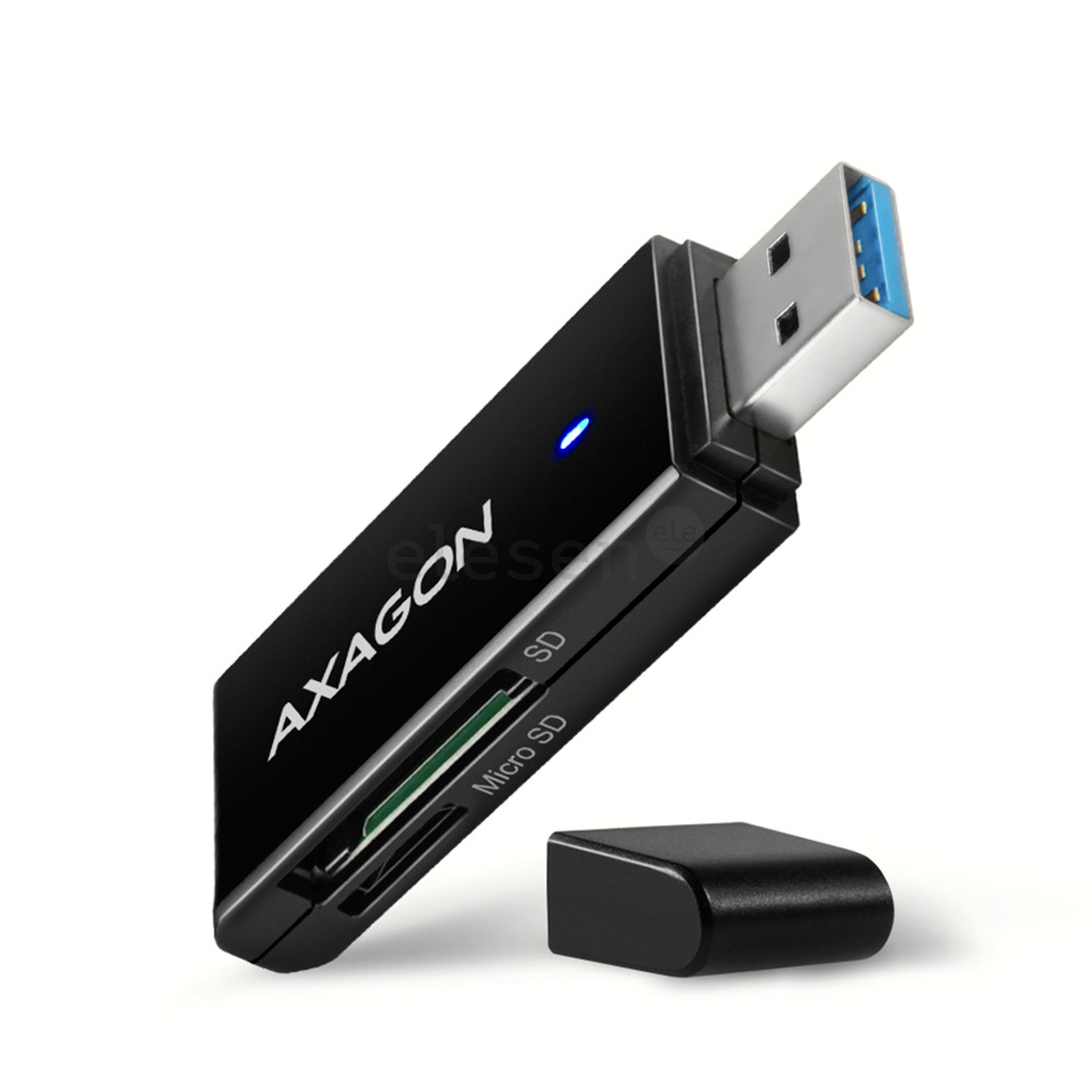 AXAGON CRE-S2N, USB-A, juodas - Kortelių skaitytuvas CRE-S2N