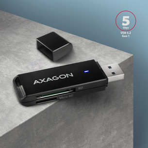 AXAGON CRE-S2N, USB-A, juodas - Kortelių skaitytuvas