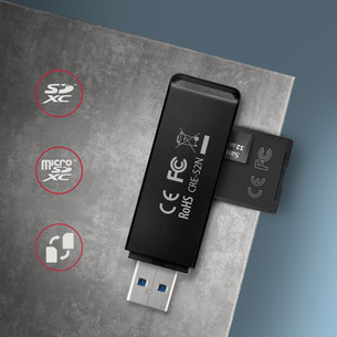 AXAGON CRE-S2N, USB-A, juodas - Kortelių skaitytuvas