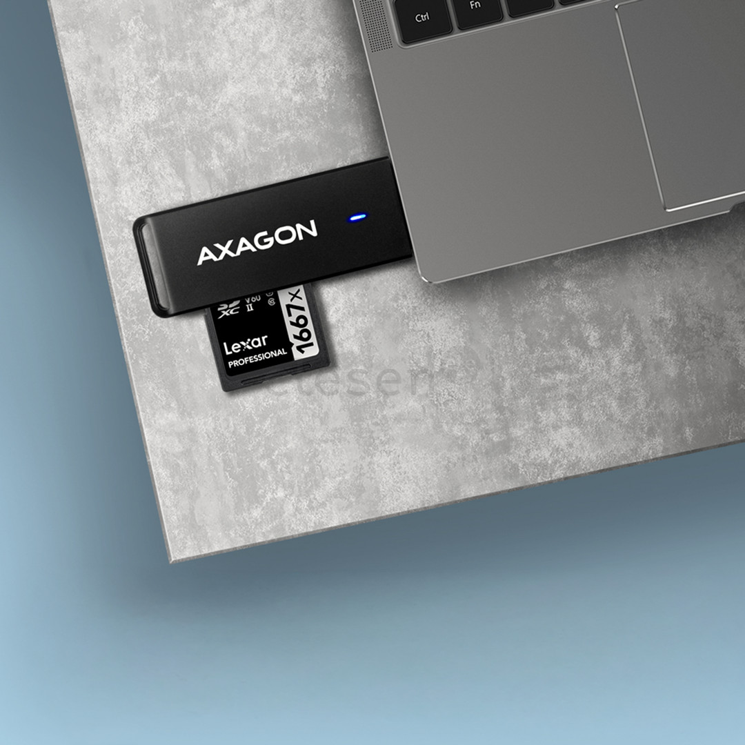 AXAGON CRE-S2N, USB-A, juodas - Kortelių skaitytuvas