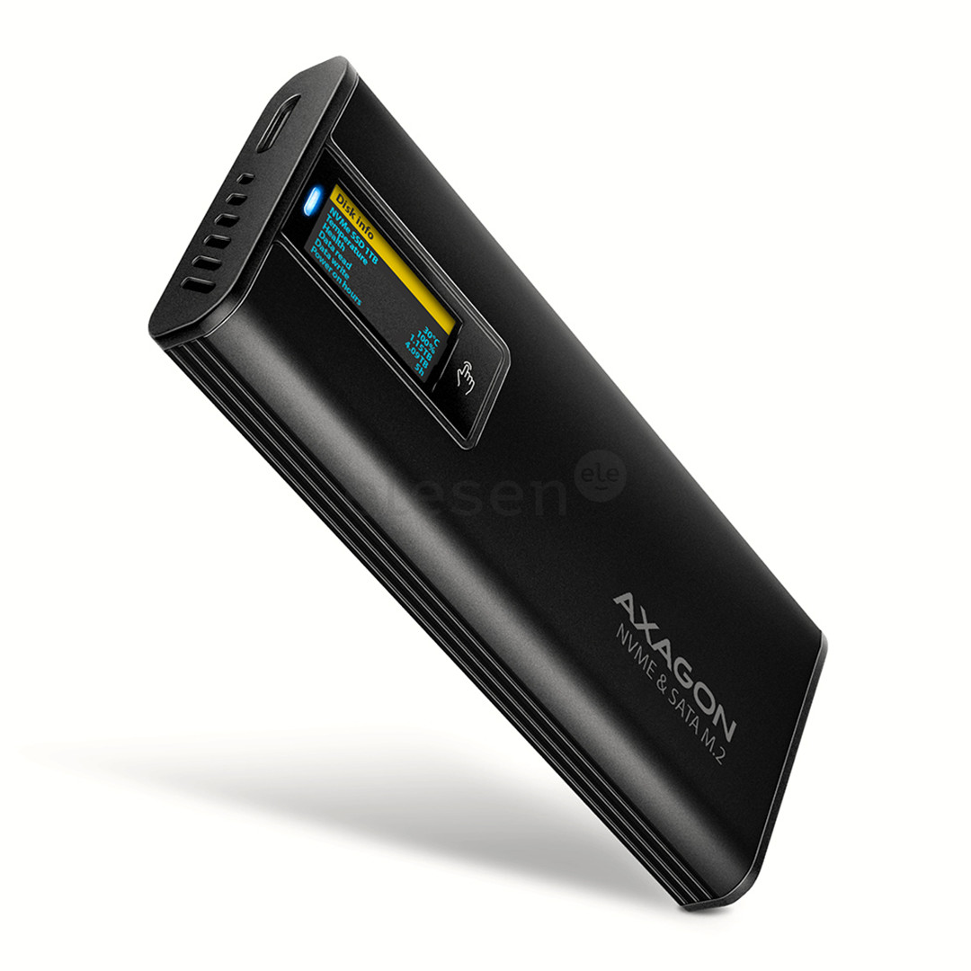 Axagon EEM2-SD2B, USB-C, 10Gbps, M.2 NVMe & SATA, black - SSD Case EEM2-SD2B