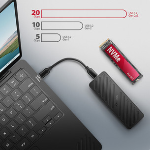 Axagon EEM2-20G, USB-C, 20Gbps, M.2 NVMe, black - SSD Case