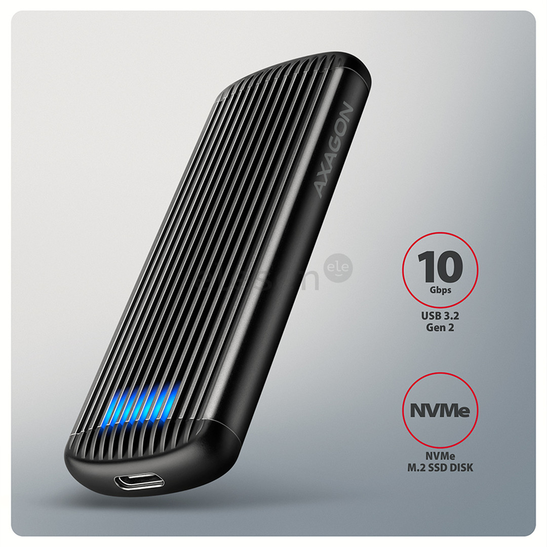 Axagon EEM2-SC, USB-C, 10Gbps, M.2 NVMe, black - SSD Case