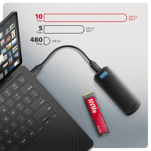 Axagon EEM2-SC, USB-C, 10Gbps, M.2 NVMe, black - SSD Case