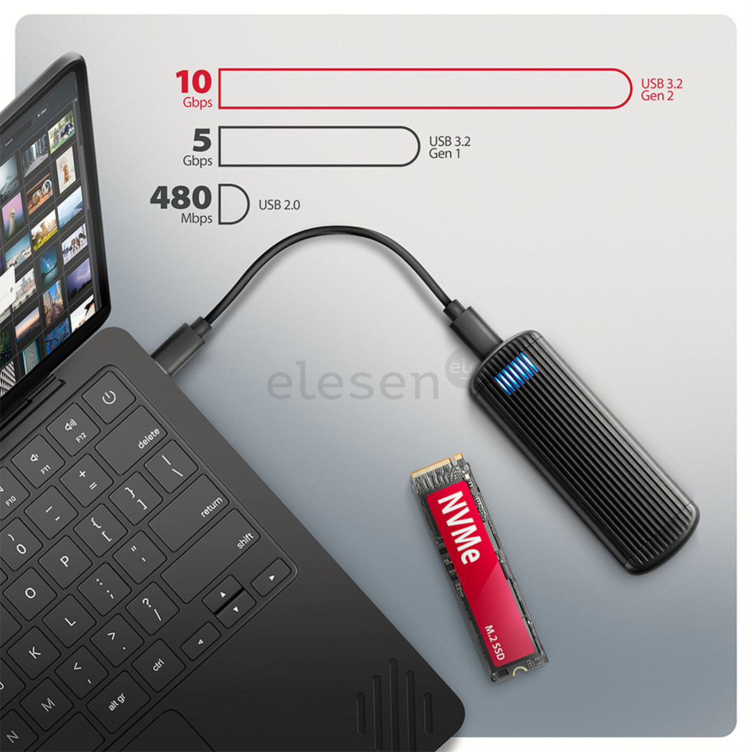 Axagon EEM2-SC, USB-C, 10Gbps, M.2 NVMe, black - SSD Case