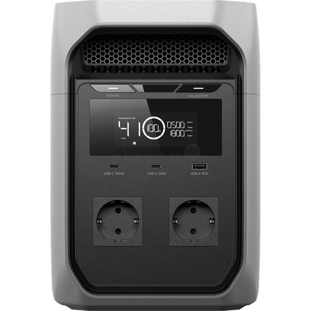 EcoFlow Delta 3 Classic, 1024 Wh, 1800 W, pilkas - Maitinimo šaltinis