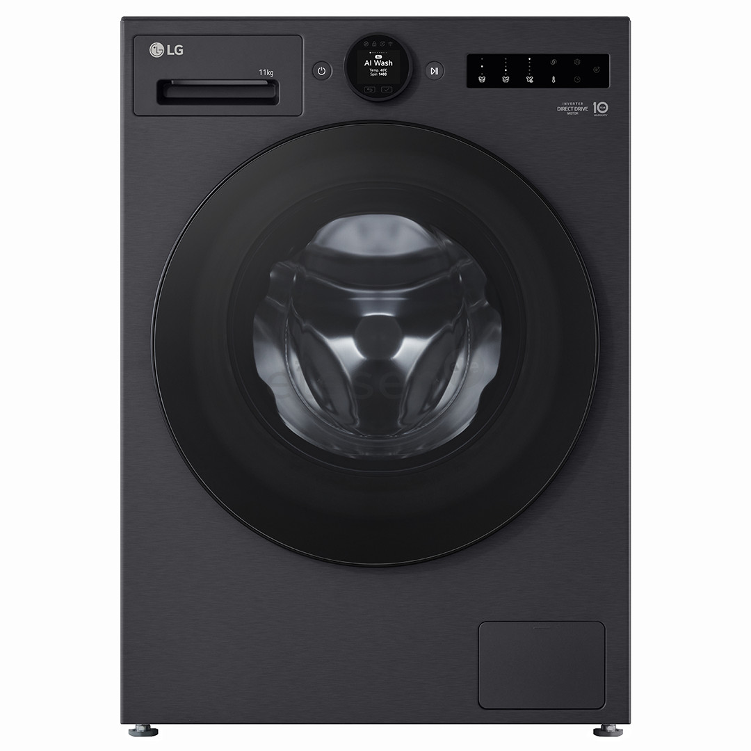 LG TurboWash 360˚, 11 kg, gylis 55 cm, 1400 aps./min., matinė juoda - Skalbimo mašina