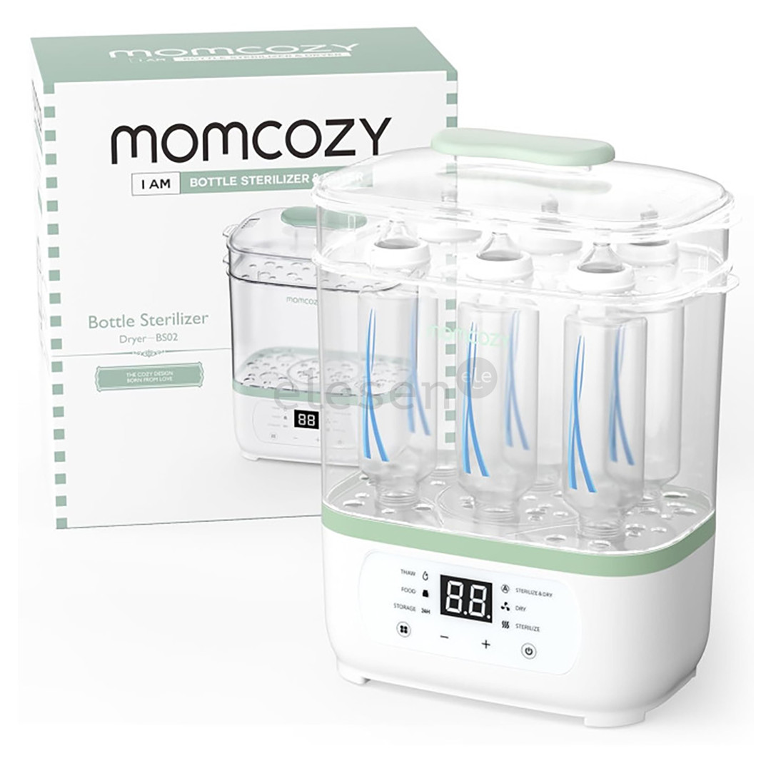 Momcozy, 8 viename, baltas/žalias - Kūdikių buteliukų garinis sterilizatorius