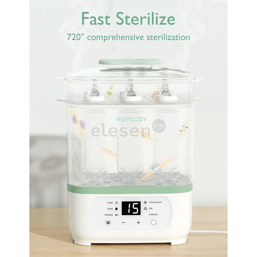 Momcozy, 8 viename, baltas/žalias - Kūdikių buteliukų garinis sterilizatorius