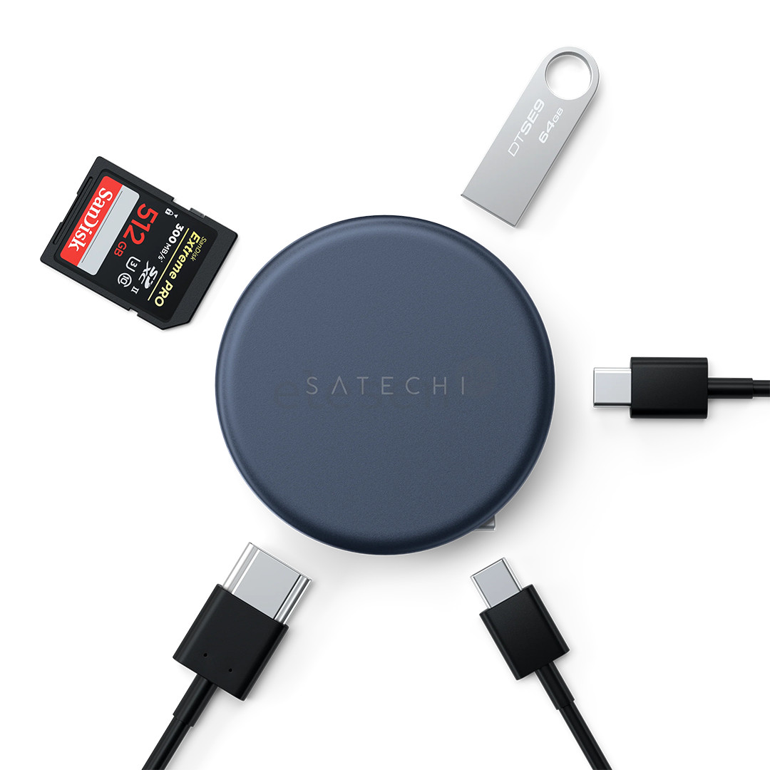 Satechi OntheGo 5-in-1 Multiport Adapter, tamsiai mėlynas - Adapteris