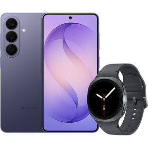 Samsung Galaxy S26, 256 GB, violetinis + Watch8, 40mm, LTE, tamsiai pilkas - Išmaniųjų įrenginių rinkinys SM-S942BZVG+SM-L325F