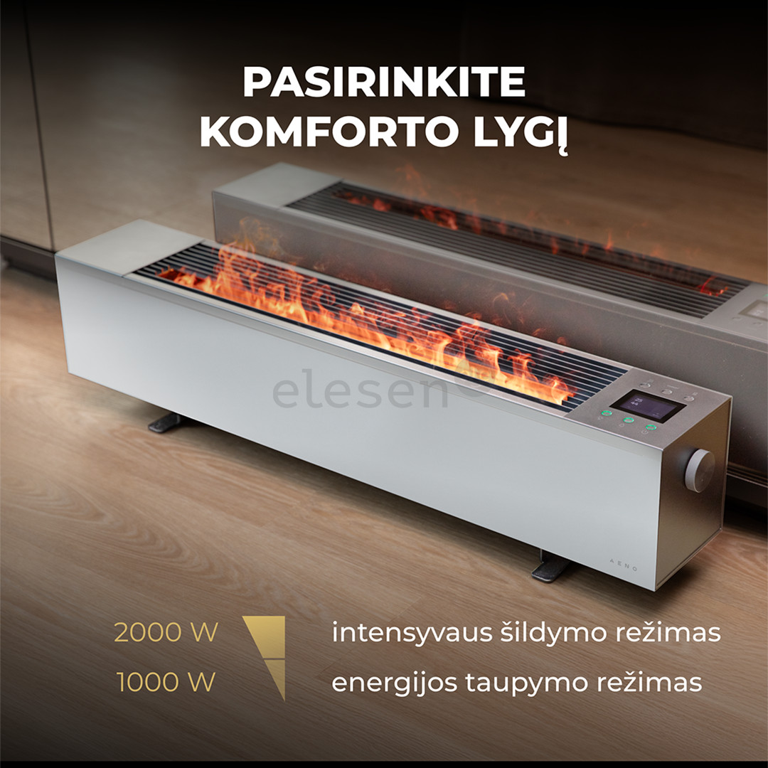 Aeno, 2000 W, white - Premium ECO Smart heater with real fire effect