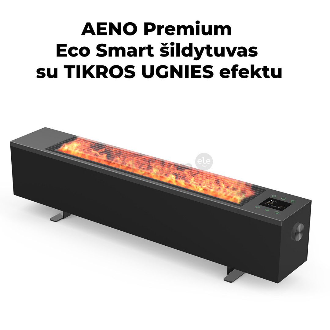 Aeno, 2000 W, juodas - Premium ECO išmanusis šildytuvas su židinio efektu